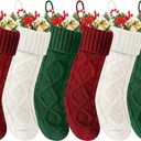 Christmas Stockings 18 Inches,Long Knitted Socks Christmas Decoration Hanging Stocking Fireplace Xmas Tree Stocking for Home Family2red+2white+2green