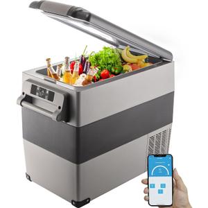 VEVOR CF55 12 Volt 58 Qt Refrigerator, Dual Zone Portable Compressor 12/24V DC and 110-240V AC, Freezer Fridge Cooler, for Car, Truck RV, Camping and Home Use, Black+Gray