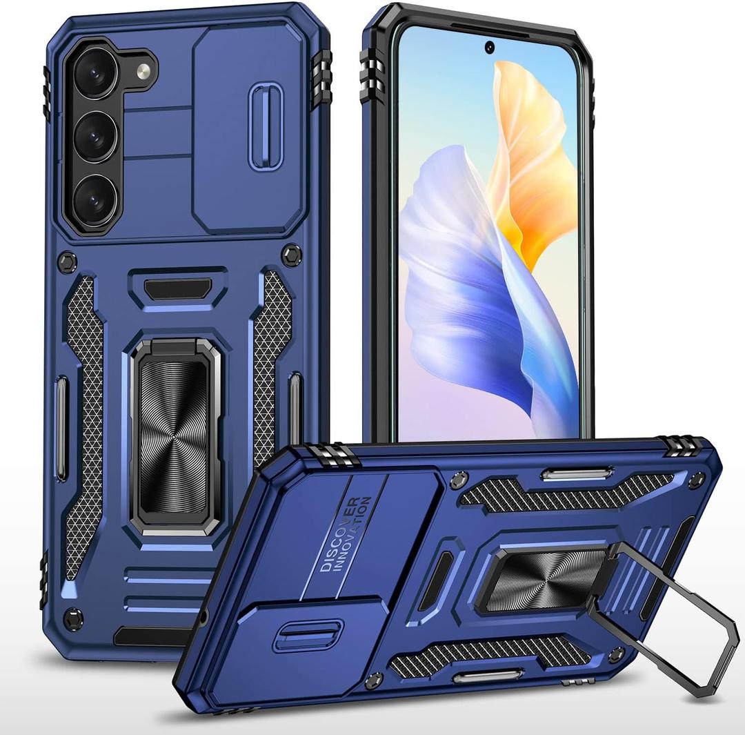 Case for S23 Samsung Phone Case Samsung Galaxy S23 Case with Kickstand Ring Holder, with Camera Cover, with Magnetic Car Mount Function, for Samsung Galaxy S23 (Navy Blue)