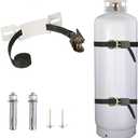 Propane Tank Holder Cylinder Wall Mounted Brackets, Ratchet Straps6.6ft , Steel Gas Cylinder Holder, Heavy Duty Gas Cylinder Holder Wall-Mounted Bracket (White 1)