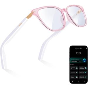 AI Smart Glasses for Men & Women Powered by ChatGPT, Real-Time Translation, Bluetooth Glasses with Photochromic Lens, Music & Hands-Free Calling, UV & Blue Light Protection, Thin Temples