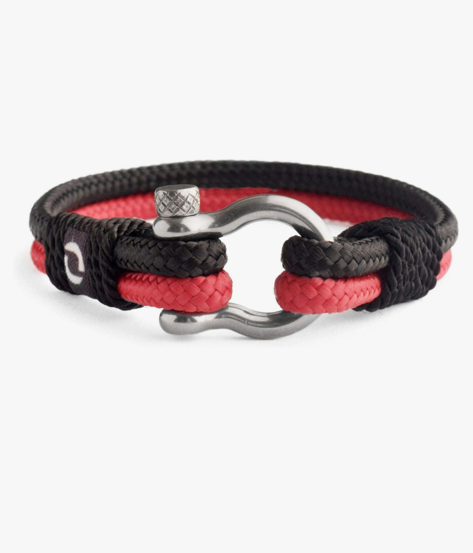 Men's Rope Bracelet - Stainless Steel Black and Silver Shackle, Extremely Durable and Scratch Resistant Waterproof Paracord, Handmade, Nautical Wristband for Men