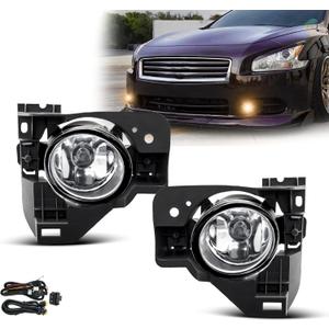 Fog Lights Assembly For 2009 2010 2011 2012 2013 2014 Nissan Maxima Fog Lamps Replacement Kit with Switch&Wiring H11 12V 55W Halogen Bulbs