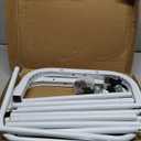 JIUYOTREE Metal Clothing Rack with Wheels, 43.3 Inches Rolling Clothes Garment Coat Rack with Bottom Shelf, Clothing Rack for Hanging Clothes, Coats, Skirts, Shirts, Sweaters, White