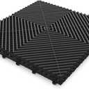 50PCS|15.7"x15.7" Garage Flooring Tiles, Non-Slip Interlocking Plastic Garage Floor Mat, Garage Organization & Garage Storage, Vented Pattern (Black)