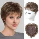 REECHO Hair Topper, Short Wiglet Hair Topper for Women with Thinning Hair Large Coverage Synthetic Top Crown Hair Piece for Women - Ginger Brown