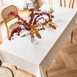 Zobesta White Linen Table Cloth Cotton Linen White Tablecloth for Rectangle Tables, Heavy Weight Washable Farmhouse Soft Boho Tablecloth for Kitchen & Table Linens (White, 53 x 86 Inch)