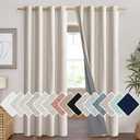 NICETOWN Natural 100% Blackout Linen Curtains 84 inch Long Burg for Living Room, 2 Panels, 52" Wide, Farmhouse Thick Completely Blackout Window Treatment Thermal Insulated Warm Drapes for Winter