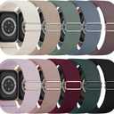 10 Pack Stretchy Bands Compatible with Apple Watch Band 38MM/40MM/41MM/42MM Women Men, Water-Resistant Solo Loop Elastic Sport Straps for iWatch Series 11 10 (Black/Pink/Starlight/Milk Tea/Cactus/Smoke Violet/Blue Gray/Lavender/Wine/Deep Green)