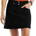 Fisoew Womens Mid Rise Running Tennis Skirts Casual Athletic Golf Hiking Relaxed Fit Skirt Black