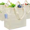 Canvas Tote Bag, Heavy Duty Reusable Grocery Bags with Pockets, Large Shopping Bags (3 Pack)