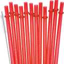 12-Pack Glitter Reusable Plastic Straws, 11" Long Hard Tumbler Drinking Straws with Cleaning Brush, Dishwasher Safe (Red)