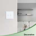2-Pack Double Toggle Light Switch Cover Plate, Durable Natural Bamboo Fiber Decorative Switch Plate Covers, Pure White 2 Gang Wall Plate, Corrosion Resistant
