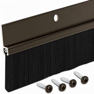 Randall Manufacturing Co., Inc | Door Sweeps Aluminum & Brush | Brush Sweeps for Gaps Up to 1 | Brown Trim with Black Brush | 4 FT | Fill Gaps & Keep Unwanted Debris Out