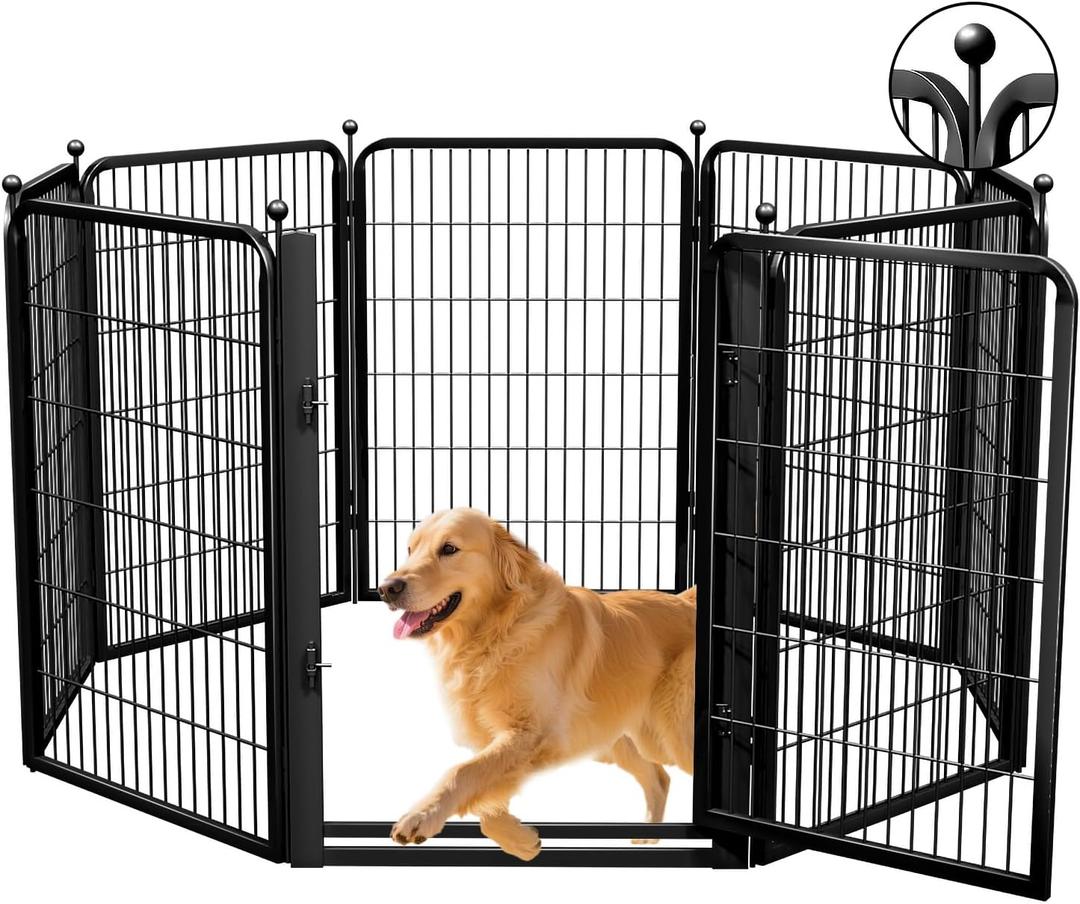 Dog Playpens with Low Threshold Gate, 40 Inch 8 Panels Heavy Duty Outdoor Dog Play Pen, RV Camping Yard Indoor Puppy Playpen Portable Pet Pen Fence for Large/Medium/Small Dogs
