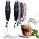 COOK WITH COLOR Ultra-High-Speed Egg Beater with Double Whisk and Detachable Milk frother - Includes Convenient Stand, Black