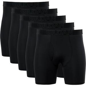 Gildan Men's Performance Underwear Boxer Briefs, Black (5pack), Medium