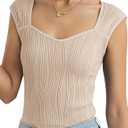 Girls Crop Top Textured Cap Sleeve T Shirt Slim Fitted Tee Cute Summer Tops Khaki 13-14 Years
