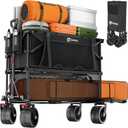 Sekey 500LBS Heavy Duty Double Decker Wagon with Extender, 400L Large Capacity Collapsible Garden Cart Fits 10x10 Canopy, All-Terrain Big Wheels with Brakes, Foldable Utility Wagon for Sports, Camping, Carbon Black