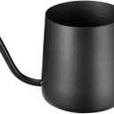 Long Narrow Spout Coffee Pot (8.7 Oz) Small Fine Stainless Pour Over Drip Coffee Pot Gooseneck Tea Kettle(Black, 250ML)