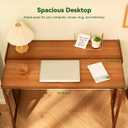 Bamboo Folding Desk Mid Century Modern Desk for Home Office Bedroom Small Spaces, Brown, Size: 21.65"D x 32.68"W x 29.92"H