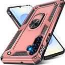 Heavy Duty Case for Samsung Galaxy S25 Phone Case with Screen Protector, Military Grade Shockproof Rugged Protective Cover for Samsung S25, with Metal Ring Magnetic Kickstand (Pink)