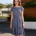 Dresses for Women Casual Summer Tshirt Dresses Short Sleeve Pleated Fashion Beach Vacation Sundresses (M)