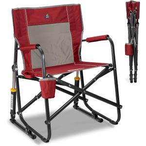 GCI Outdoor Freestyle Rocker Camping Chair | Portable Folding Rocking Chair with Solid, Durable Armrests, Drink Holder & Comfortable Backrest Cinnamon