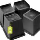 Yookwutar Bed Risers 2 inch, 3 inch, 4 inch, 6 inch, 8 inch Heavy Duty, Oversized Furniture Riser for Couch Sofa Table Chair Leg Frame Dorm, Support up to 6000 Lbs (Black 4 Pack, 6 inch-1)
