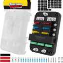 12V 6-Way Fuse Block with Relay, ATC ATO Blade Fuses, LED Indicator, ACC Interface, Marine/RV Automotive