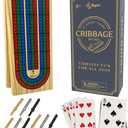 Regal Games Cribbage Board Game Set w/Storage - Fun Table Game with Wooden Board for Adults & Kids - 9 Metal Pegs, Deck of Playing Cards & 2-4 Player Games - Ideal for Game Night, Travel (Ages 8+)
