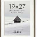 19x27 Picture Frame, Natural Solid Walnut Wood Photo Collage Frame with HD Tempered Glass, Rounded Corner Wooden Frame 19 x 27 Matted to 16x21, Gallery Wall Frames for Art, Wall or Tabletop Display