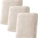 H.VERSAILTEX Velvet Stretch Couch Cushion Cover Plush Cushion Slipcover for Chair Loveseat Sofa Cushion Furniture Protector Seat Cushion Sofa Cover (3 Piece Sofa Cushion Covers, Ivory)