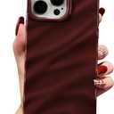 QLTYPRI Compatible with iPhone 15 Pro Max Case, Cute Wave Water Ripple Pattern Case for Girls Women, Slim Satin Glossy Soft Silicone TPU Bumper Shockproof Protective Phone Cover - Wine Red