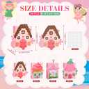 Feifeiya 24 Pcs Pink Gift Bag with Handle Valentines Day 3D Fairy Tale Flower House Cardboard Treat Candy Goodies Gift Bag for Valentines Galentine Day Holiday Birthday Party Supplies