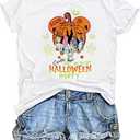 Halloween Graphic T Shirt Women Cute Magic Kingdom Shirts Funny Family Vacation Trip Tees Casual Fall Short Sleeve TopsLarge,White (L)