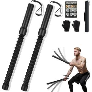 Ropeless Battle Ropes for HIIT Workouts, Cardio & Muscle Training, Low-Impact Cardio Training, Portable Cordless Home Gym Equipment for Men & Women with Non-Slip Gloves