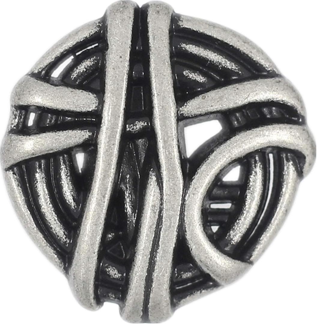 Bezelry 3 Pieces Bunch of Rope Metal Shank Buttons, 19mm (11/16 inch) (Antique Silver)