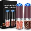 XinXu Gravity Electric Pepper Grinder, Salt or Pepper Mills & Adjustable Coarseness, with LED Light, One Hand Automatic Operation -Set/RoseRed
