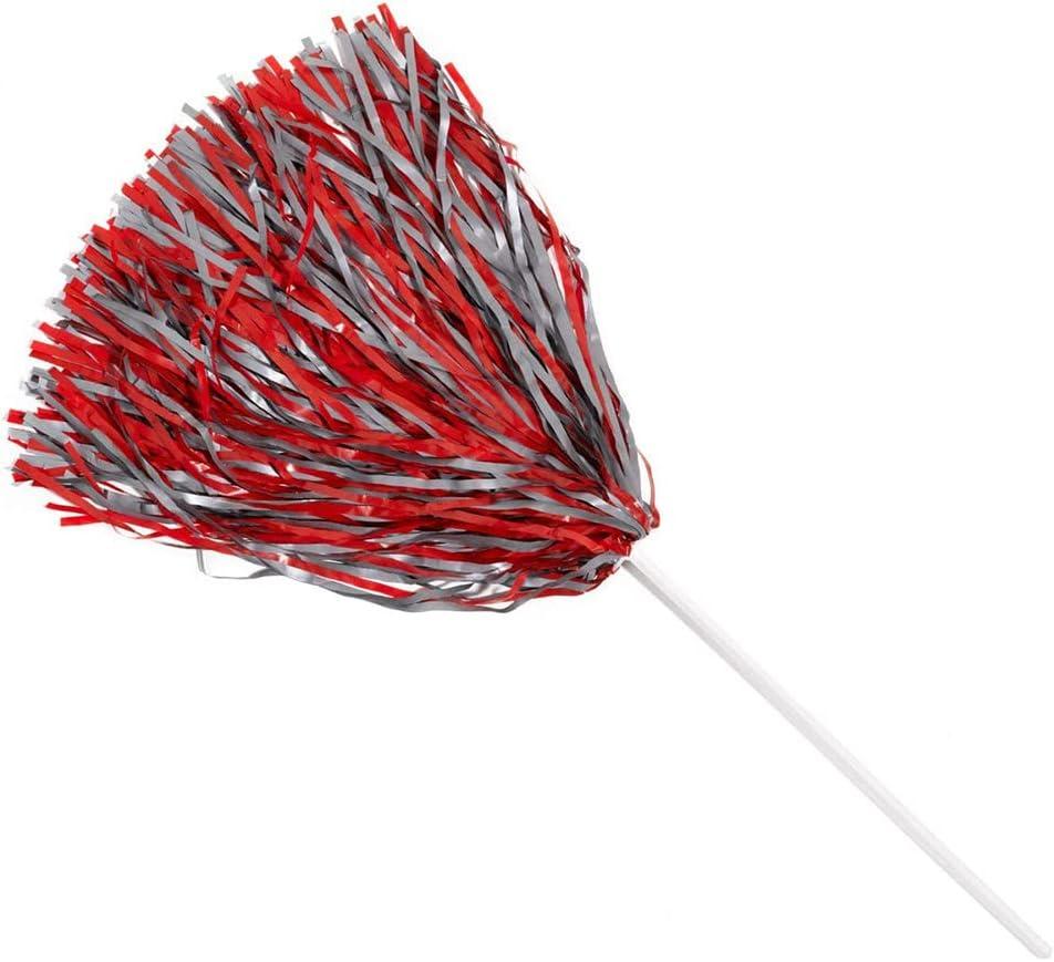 Anderson's Premium Two-Color School Spirit Shakers, Cheerleader Pom Poms, Sports Fan, Football, Basketball, Homecoming, Squad, Team, Party, Dance Club, Performance, Celebrations (10 Count, Scarlet Red/Gray)