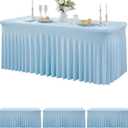3 Packs Baby Blue Spandex Tablecloths for 6 Foot Rectangle Tables, Stretchy Fitted 6FT Blue Table Skirt for Wedding Party, Wrinkle Free Tablecloths for Banquet Wedding Birthday Party