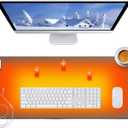 Heated Desk Pad Mouse Pad - Heated Desk Mat - Warm Desk Pad - 3 Levels Heating & 4 Hours Auto Shut-Off, PU Leather Mouse Pad - 31.5 x 13 inch (Medium Grey)