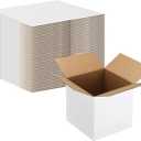 Calenzana 4x4x4 Shipping Boxes Set of 40, White Corrugated Cardboard Box for Mailing Packing Gifts Small Business