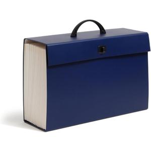 Smead Portable Expanding File Box, 19 Pockets, Blank Tabs, Printed Labels, Latch Closure, Legal Size, Blue (70806)