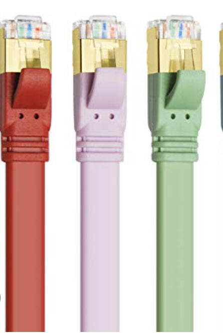 CAT 8 Ethernet Cable 1.5ft (5 Pack) Morandi Colors, High Speed Cat8 Cables Flat 40Gbps 2000MHz Internet Network Romantic RJ45 LAN SFTP Patch Cord for Gaming/PS5/PS4/PC/Router/Modem/Hub(1.5ft 5P)