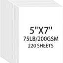 Cardstock 5x7, 220 Sheets, White Card Stock, 5x7 Cardstock Paper, 75lb/ 200gsm Heavyweight Blank Cards for Printer,DIY,Wedding Invitations, Thankyou Cards, Postcards