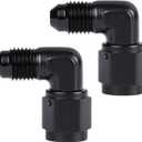 3AN Female to 3AN Male Flare 90 Degree Elbow Swivel Fitting Adapter Coupler Aluminum Black 2PCS