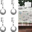 4 Pack Heavy Duty Tablecloth Weights, Stainless Steel Balls with Metal Tablecloth Clips for Outdoor Tables, Curtains, Flag, Add 9.6oz Weights for Outdoor Picnic, Family Dinner Party
