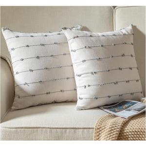 Caflife Boho Throw Pillow Covers 20x20 inches Beige and Grey, Set of 2 Modern Farmhouse Decorative Pillow Covers for Couch Bed, Living Room Caflife Boho Throw Pillow Covers 20x20 inches Beige and Grey, Set of 2 Modern Farmhouse Decorative Pillow Covers for Couch Bed, Living Room