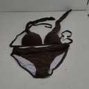 Womens Halter Padded Top Push up Bikini Set Two Piece Bathing Suit (X-Large, Brown)